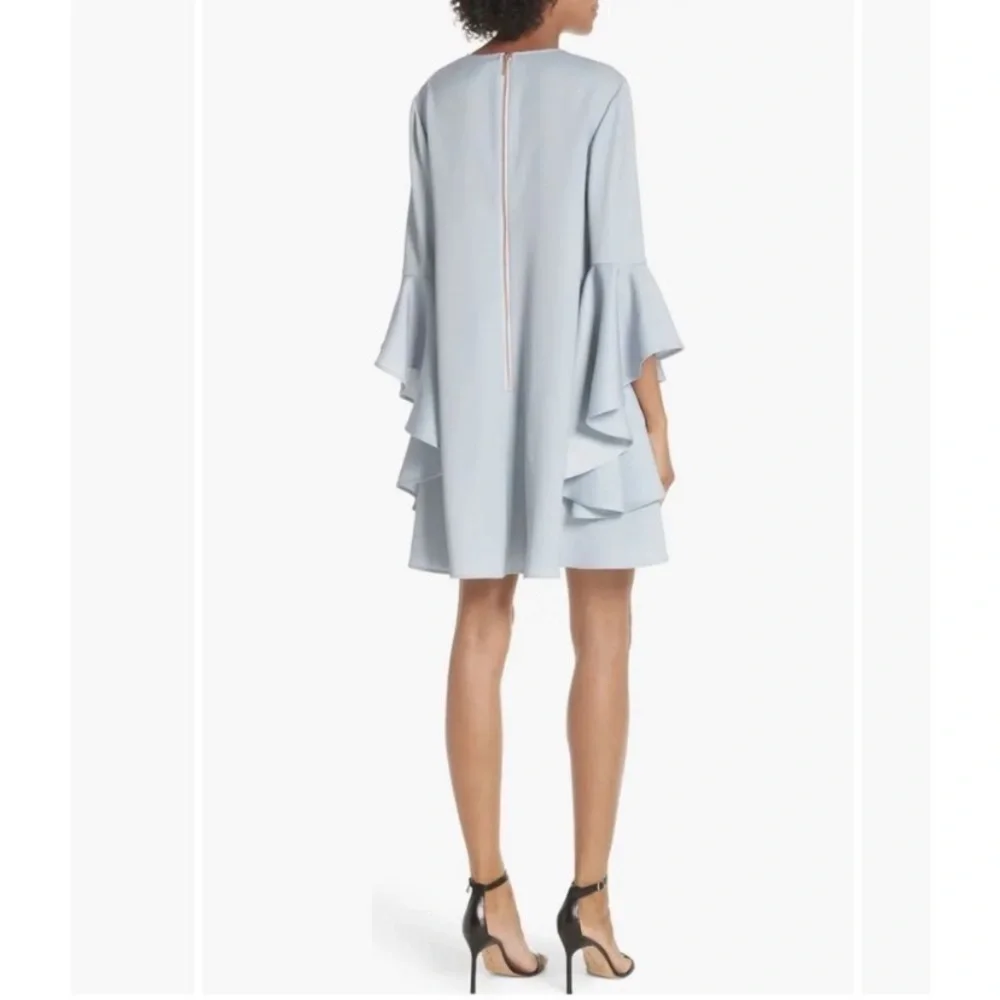 ✅ Ted Baker Dress Sayda Cascading Sleeve Shift Mini in Iguazu Silver